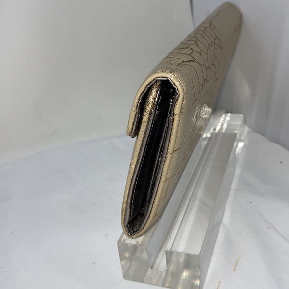 Goldtone Croc Embossed Long Wallet Clutch Bag - Picture 4 of 10
